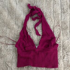Garage Magenta Halter Crop Top